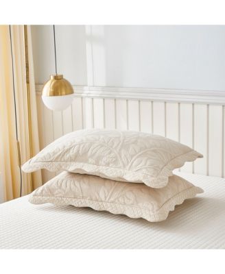 100% Cotton Embroidered Quilted Pillow Shams -Standard