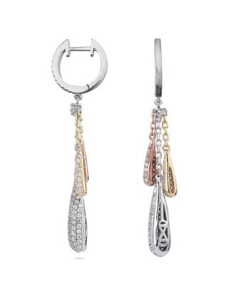 Suzy Levian Sterling Silver Cubic Zirconia Tri-Tone Multi Drop Earrings