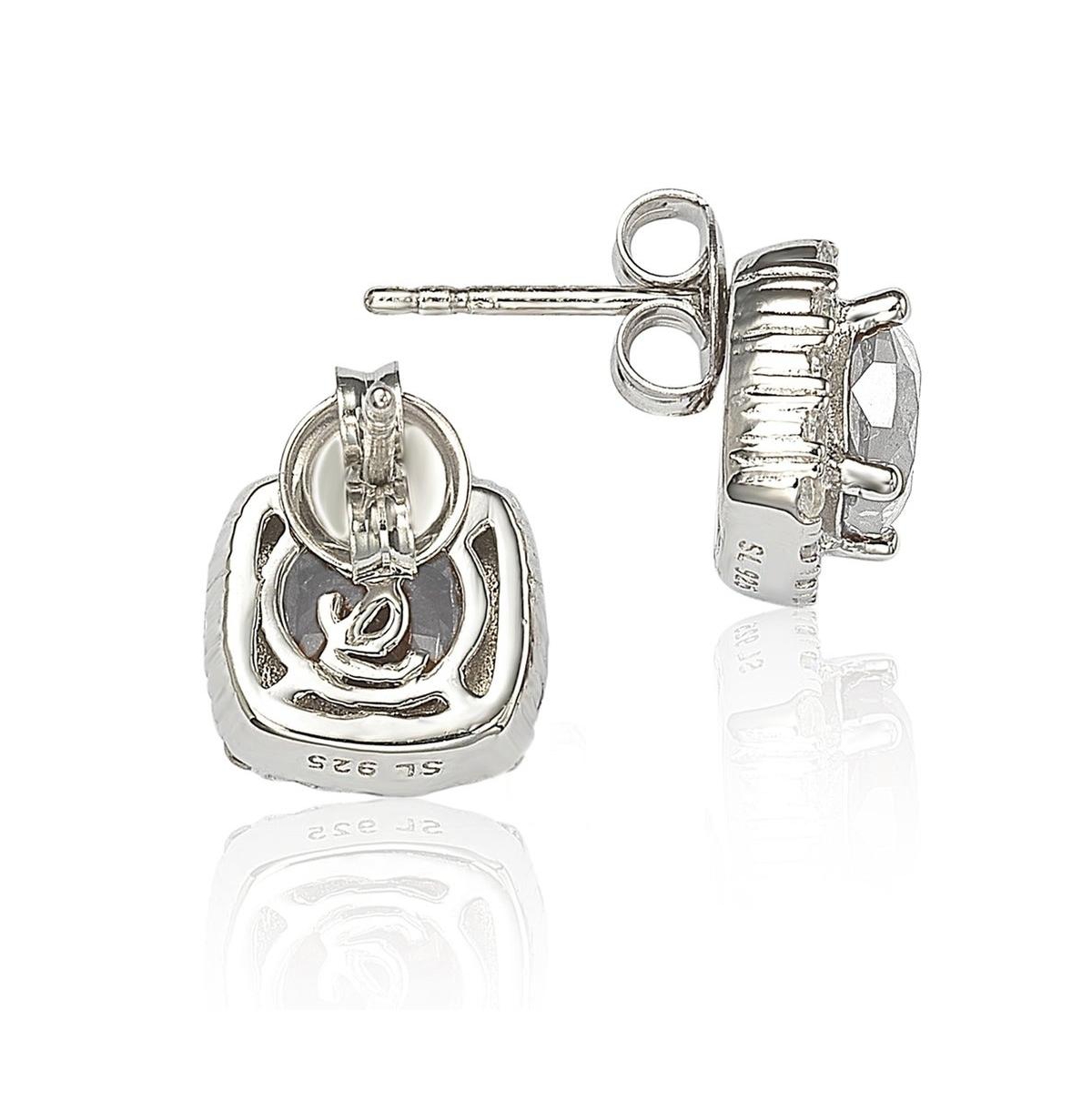 Suzy Levian New York Suzy Levian Sterling Silver Cubic Zirconia Cushion-Cut Halo Stud Earrings