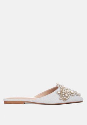 Women's Women Astre Pearl Embellished Shimmer Mules