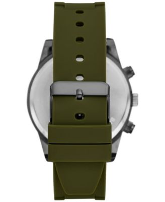 Men's Three Hand Green Silicone Watch 45mm Gift Set