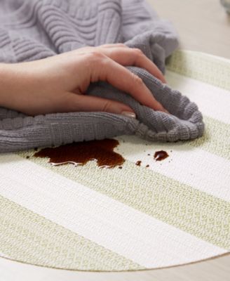 Basics Cabana Stripe Indoor/Outdoor Placemats 4-Pack Set, Reversible, 15" Round