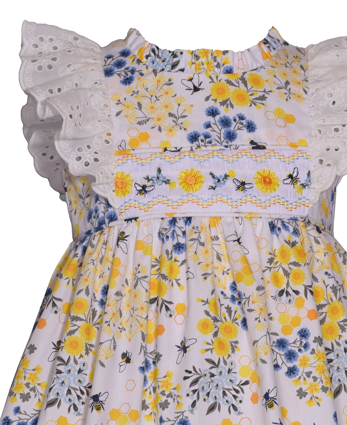 Shop Bonnie Baby Baby Girls Sleeveless Smocked Bee Print Dress In Yel