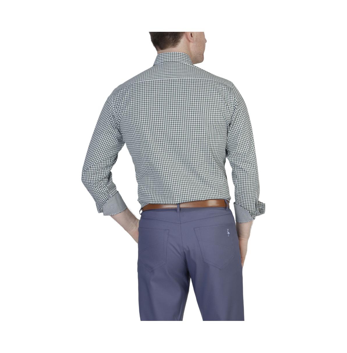 Men's Mini Gingham Cotton Stretch Long Sleeve Shirt