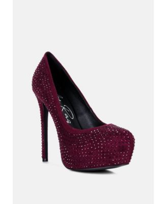 clarisse diamante faux suede high heeled pumps