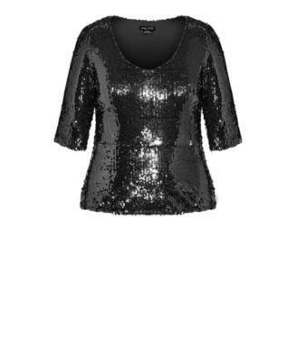Plus Size Sequin Puff Top