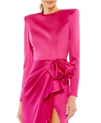 Women's Long Sleeve Structured Bow Draped Gown