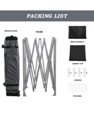 Pop Up Canopy Tent with Removable Mesh Sidewalls, Portable Instant Shade Canopy with Roller Bag