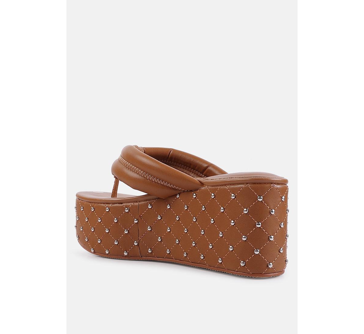 London Rag Cupcake Quilted Rhinestone Platform Quilted Sandals