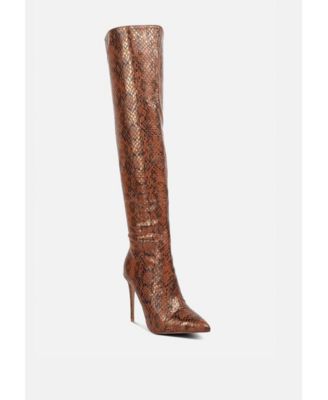 Women's Catalina Snake Print Stiletto Knee Boots