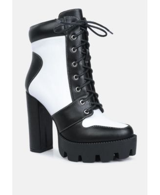 Womens Moos Block Heel Lace Up Boots