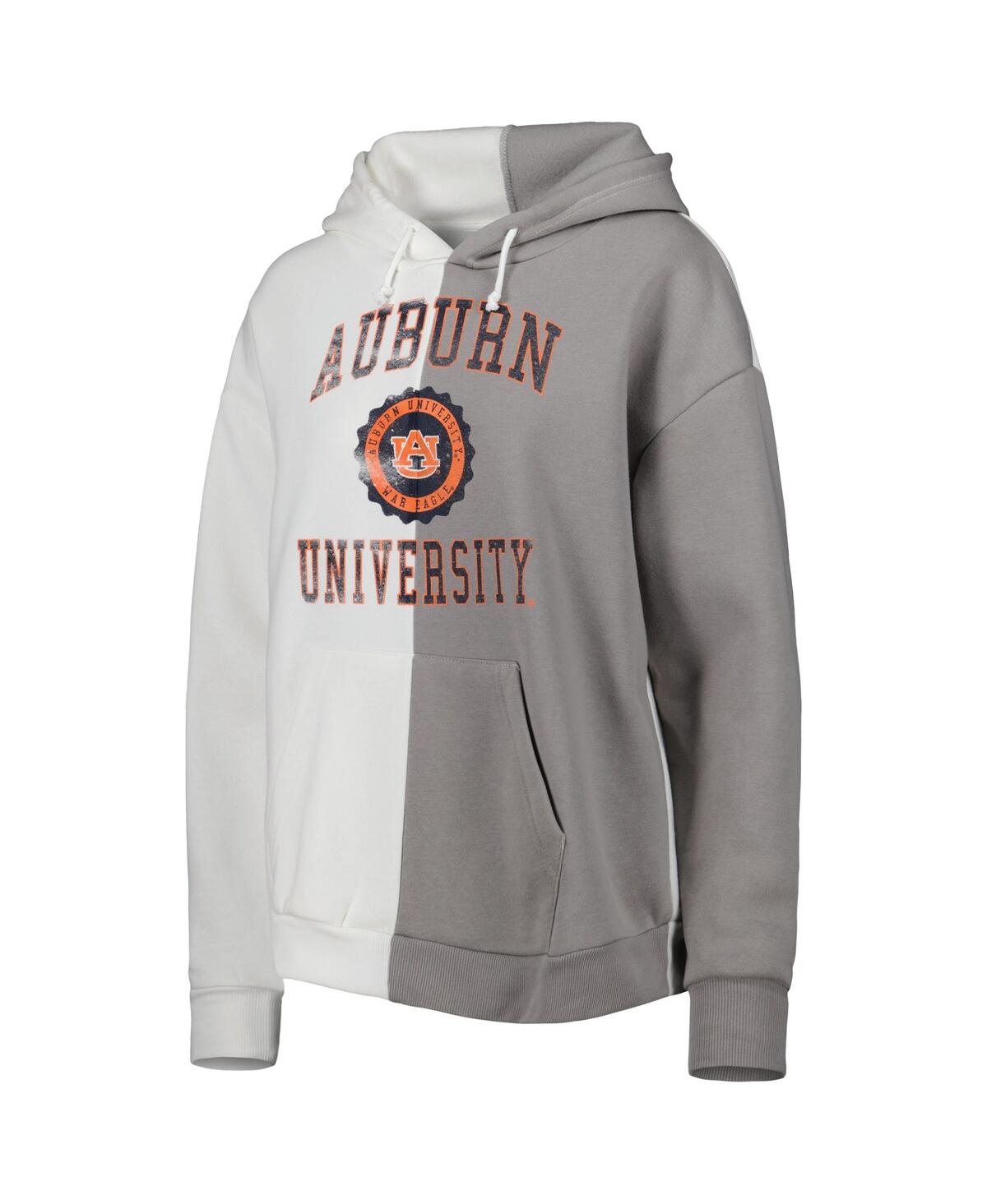 Gameday Couture Women's  Gray, White Distressed Auburn Tigers Split Pullover Hoodie In Gray,white