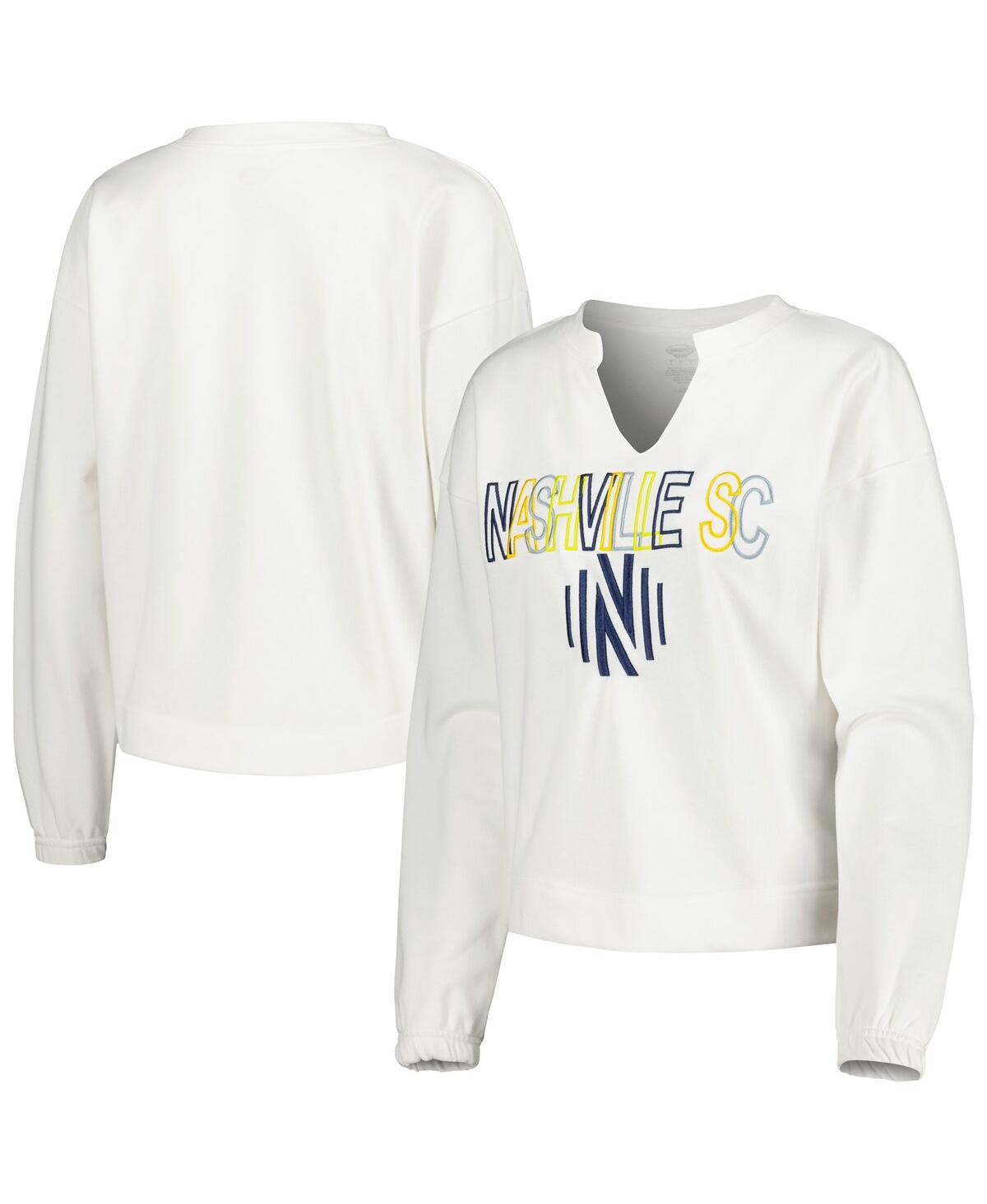 Concepts Sport Women's  White Nashville Sc Sunray Notch Neck Long Sleeve T-shirt