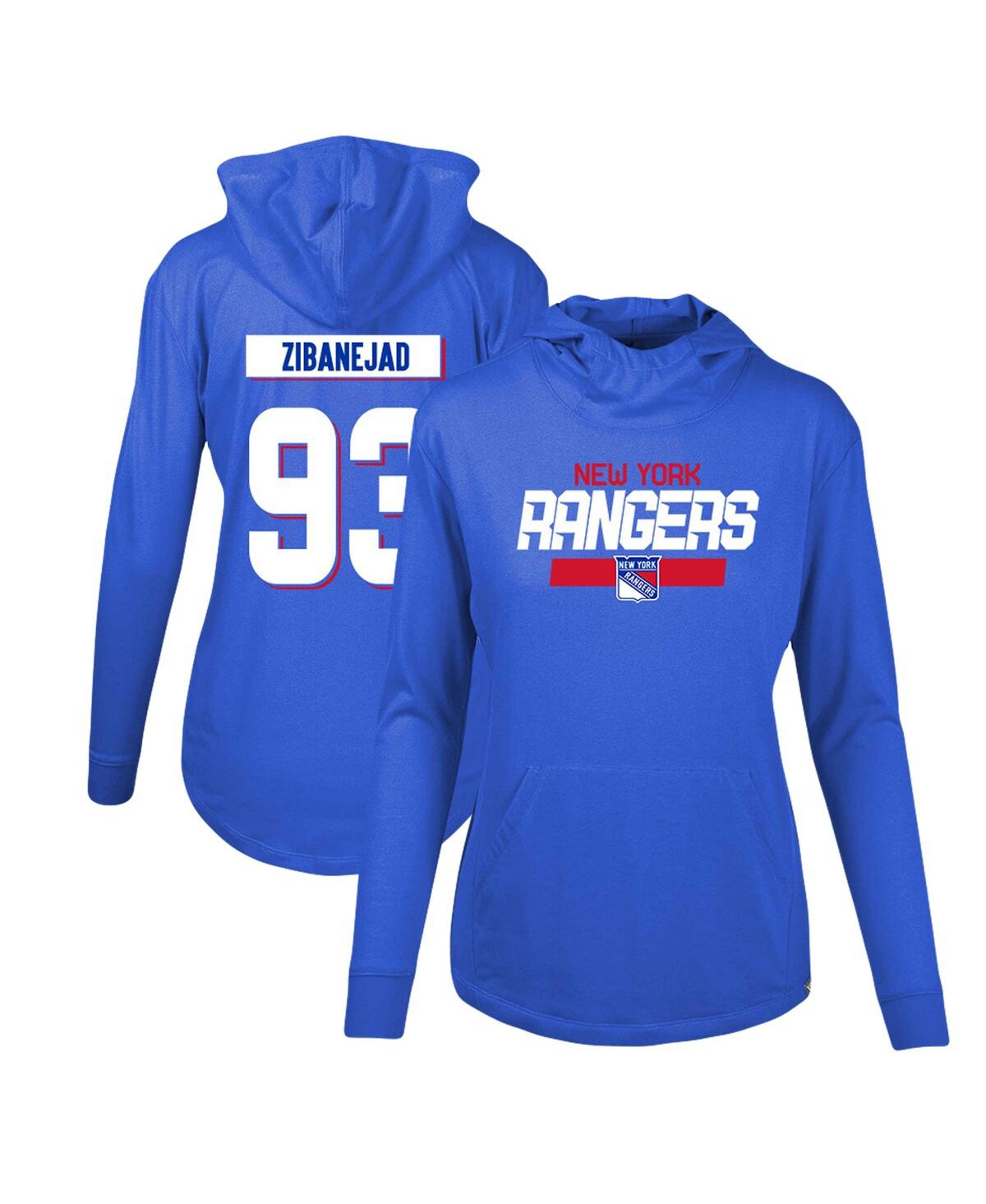 Women's LevelWear Mika Zibanejad Blue New York Rangers Vivid Player Name and Number Pullover Hoodie - Blue