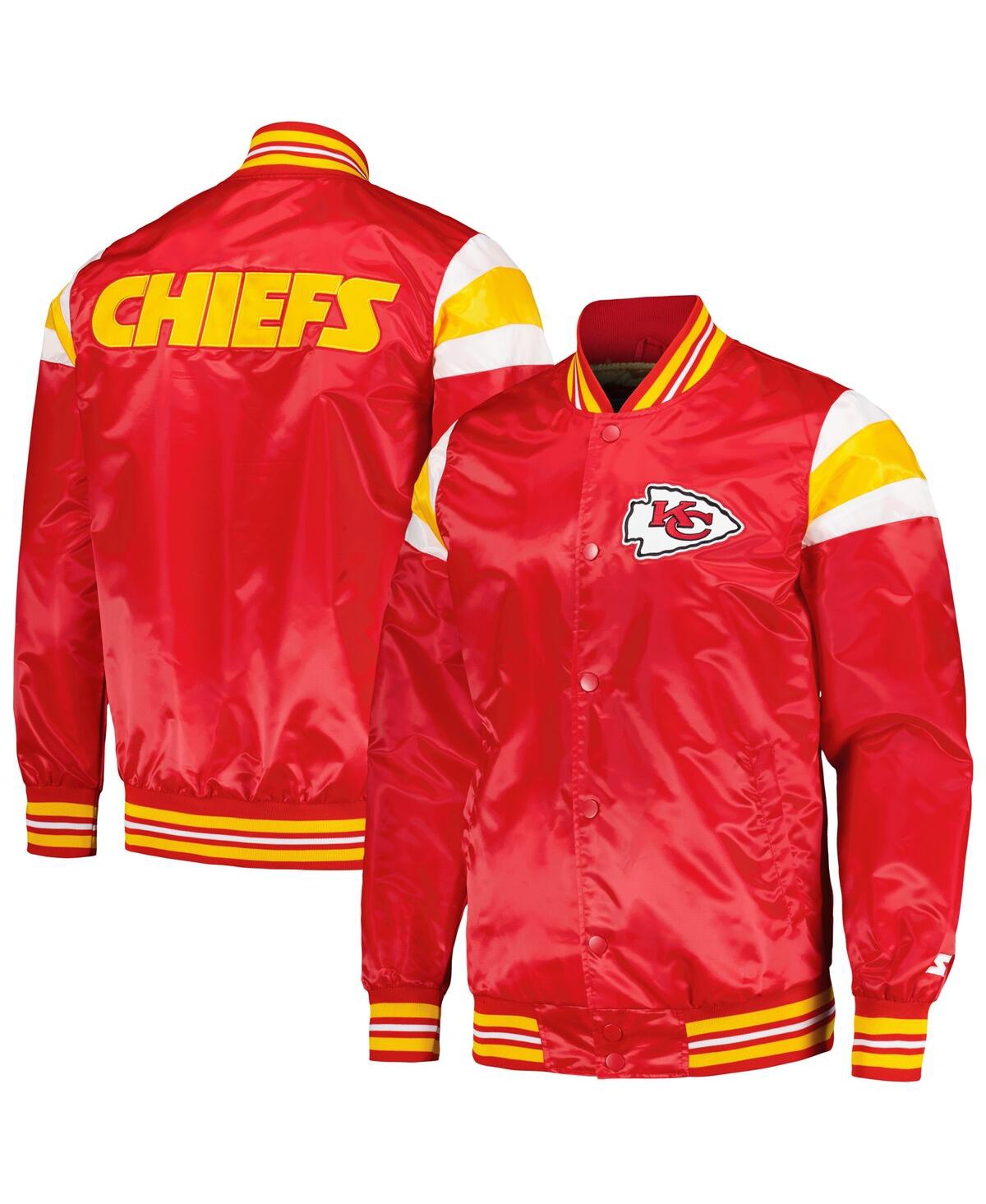 Shop Starter Men's  Red Kansas City Chiefs Satin Full-snap Varsity Jacket