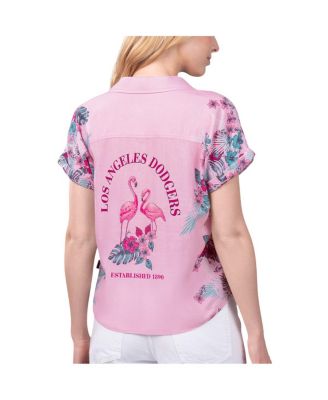 Women's Pink Atlanta Braves Stadium Tie-Front Button-Up Shirt