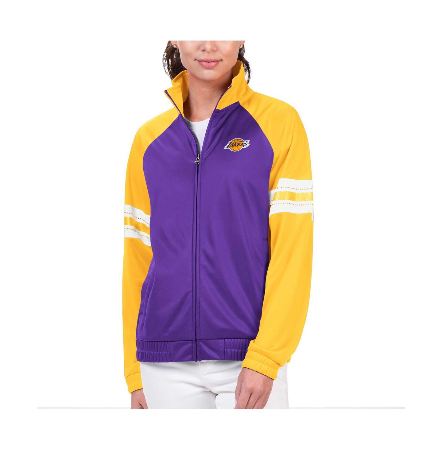Женская куртка G-III 4Her by Carl Banks Purple Los Angeles Lakers Main Player Raglan Rhinestone Full-Zip Track Jacket — фото 1