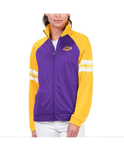 Женские куртки G-III 4Her by Carl Banks Women's Purple Los Angeles Lakers Main Player Raglan Rhinestone Full-Zip Track Jacket