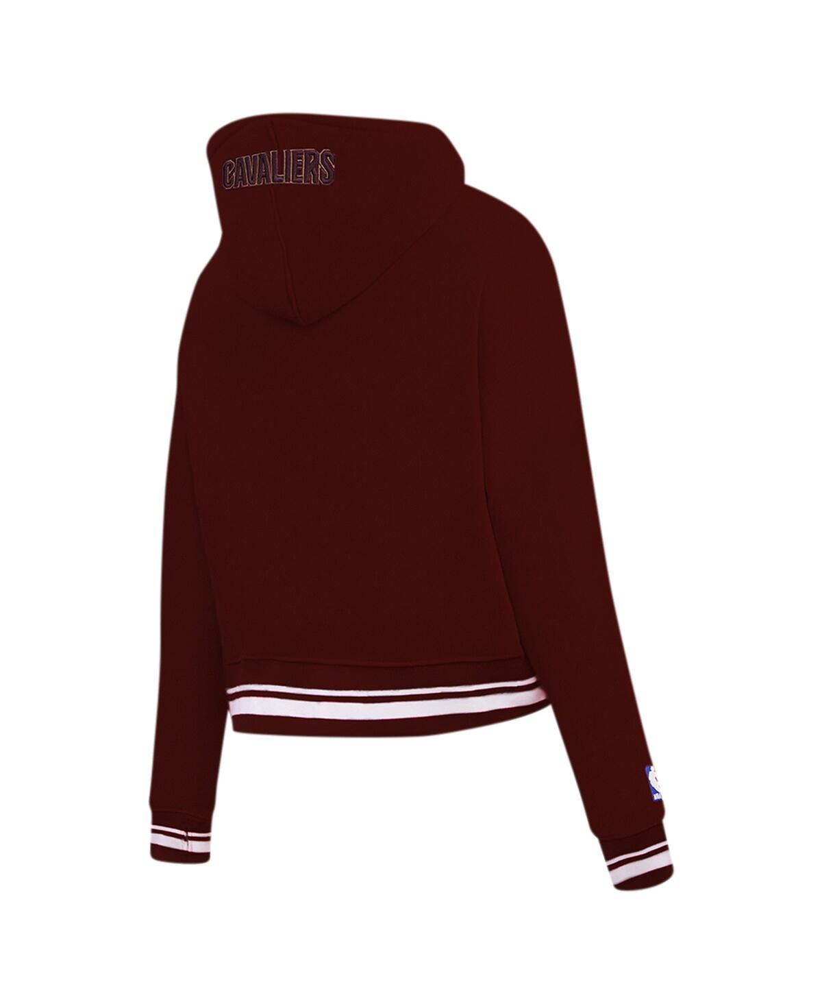Shop Pro Standard Women's  Wine Cleveland Cavaliers Script Tail Cropped Pullover Hoodie