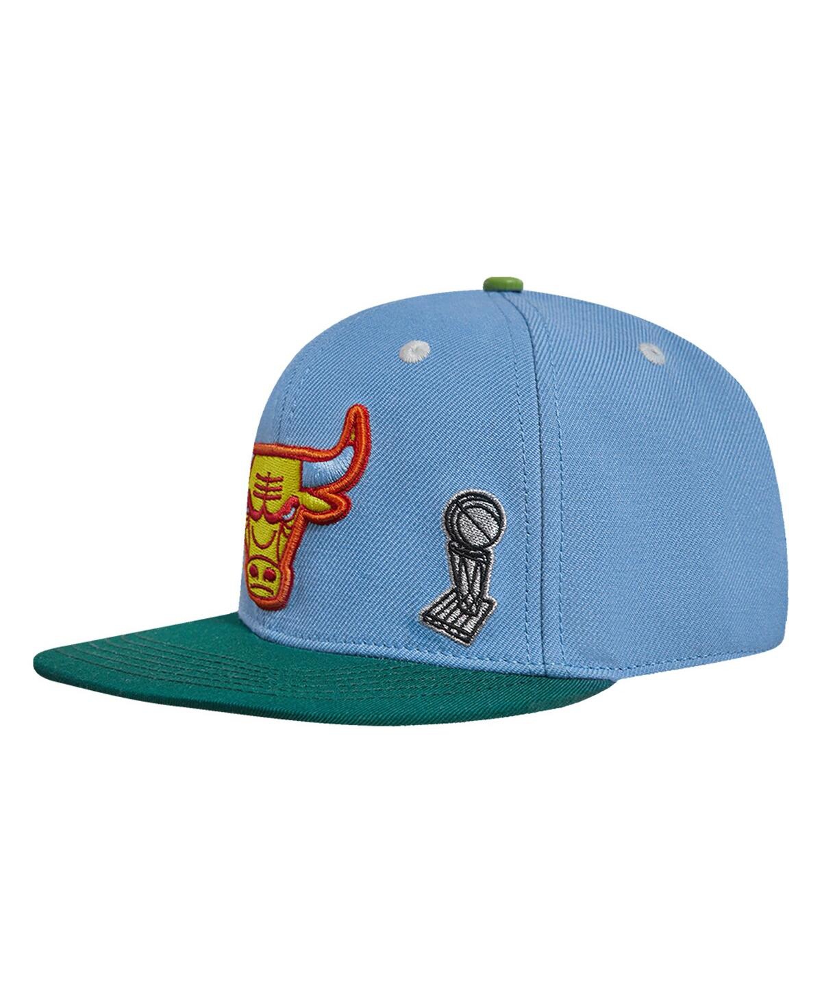 PRO STANDARD MEN'S PRO STANDARD LIGHT BLUE, GREEN CHICAGO BULLS RETRO PROGRAM 2-TONE SNAPBACK HAT 