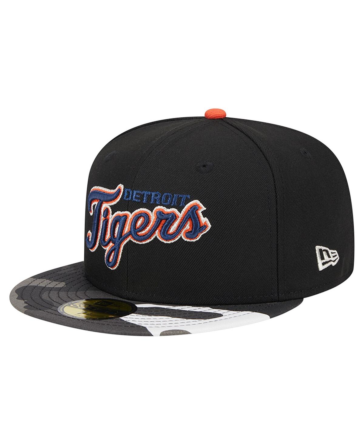 Shop New Era Men's  Black Detroit Tigers Metallic Camo 59fifty Fitted Hat