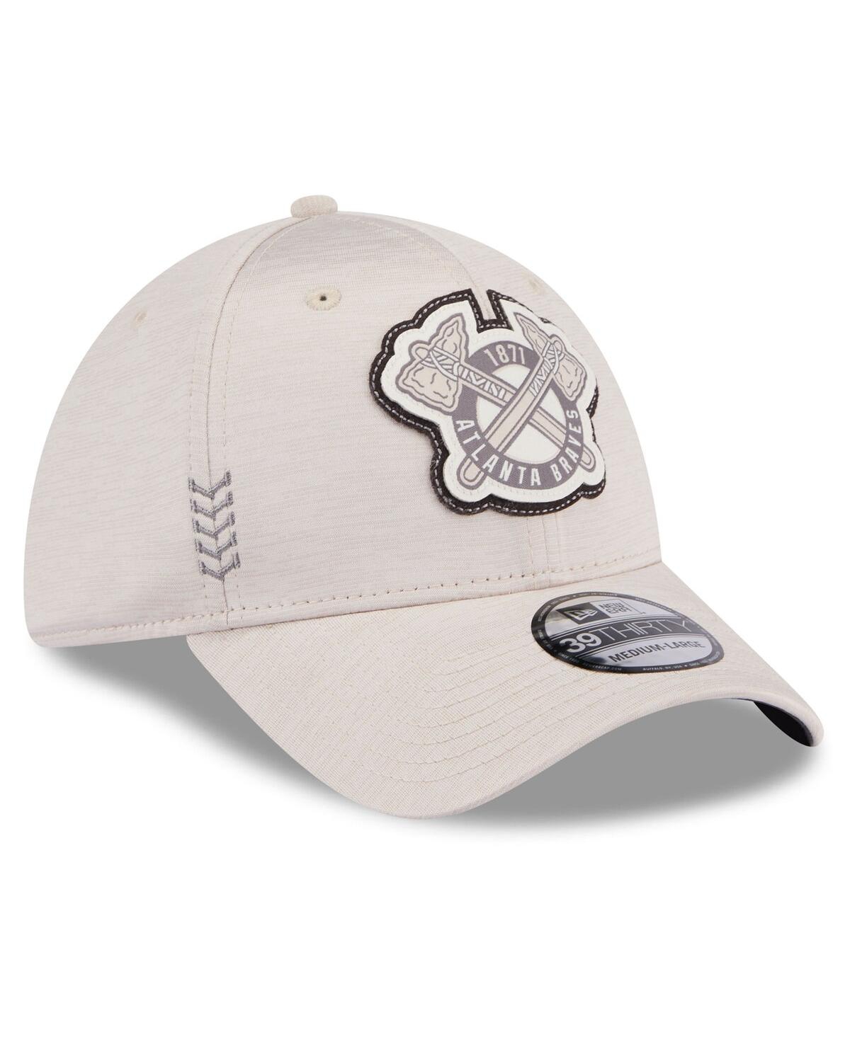 Men's New EraAtlanta Braves 2024 Clubhouse 39THIRTY Flex Fit Hat - Cream