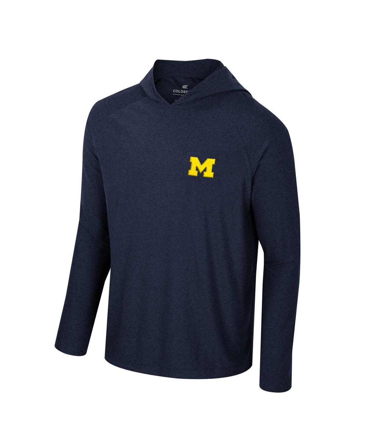 Shop Colosseum Men's  Navy Michigan Wolverines Cloud Jersey Raglan Long Sleeve Hoodie T-shirt
