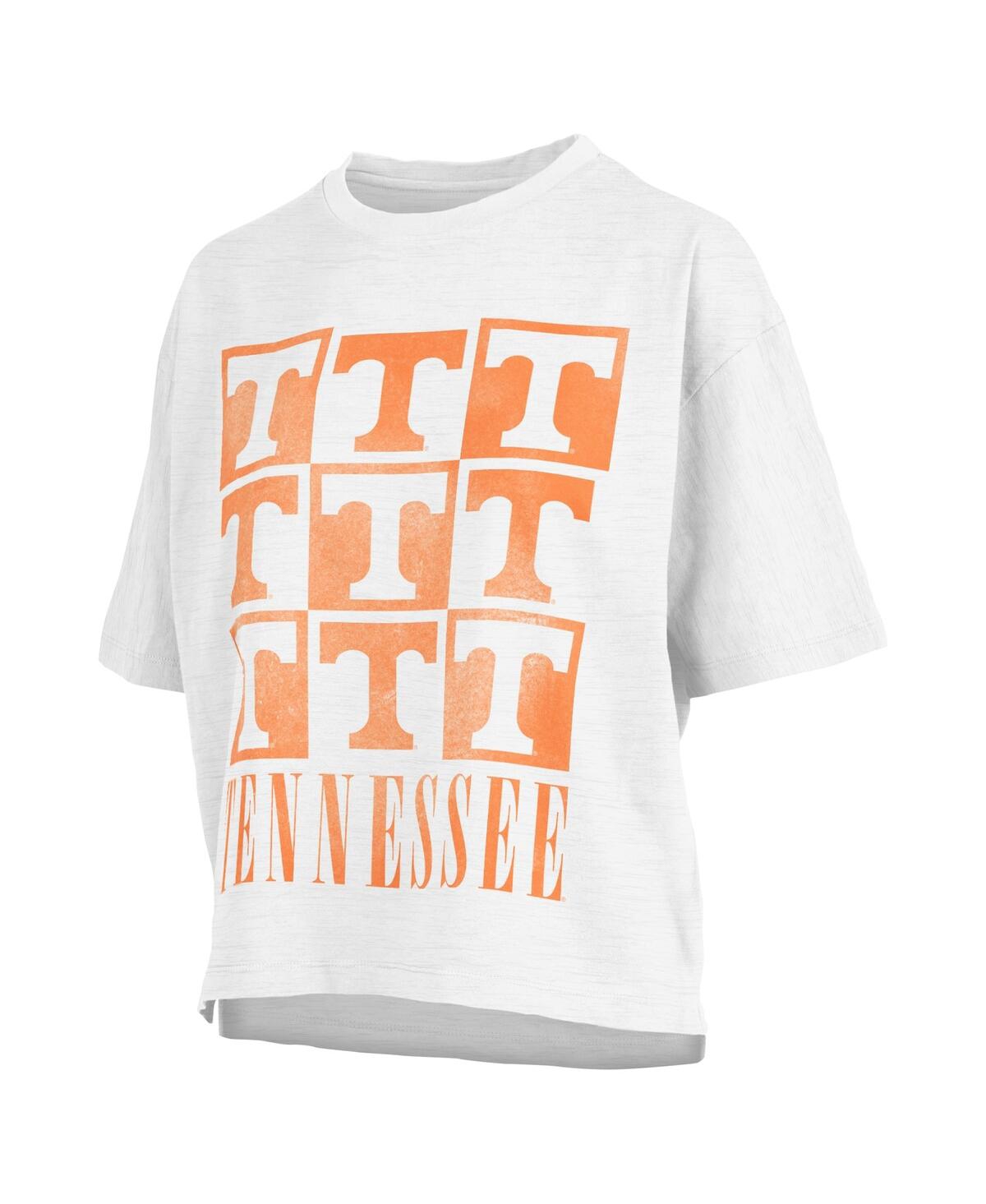 Shop Pressbox Women's  White Distressed Tennessee Volunteers Motley Crew Andy Waist Length Oversized T-shi