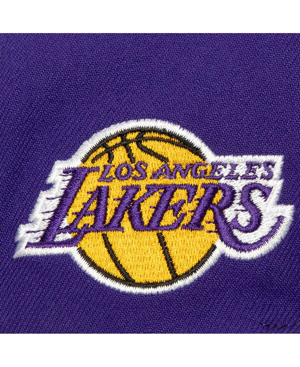 Shop Mitchell & Ness Men's  White, Purple Los Angeles Lakers Retro Sport Colorblock Script Snapback Hat In White,purple