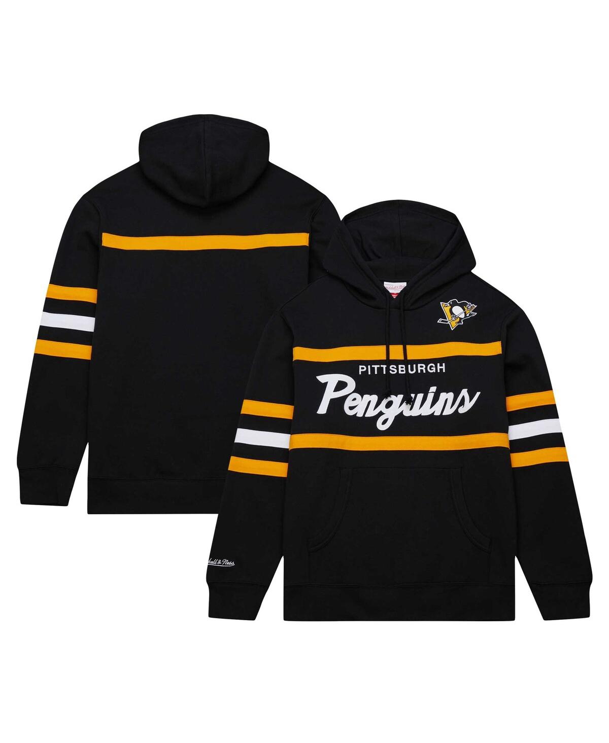 Shop Mitchell & Ness Men's  Black Pittsburgh Penguins Head Coach Pullover Hoodie