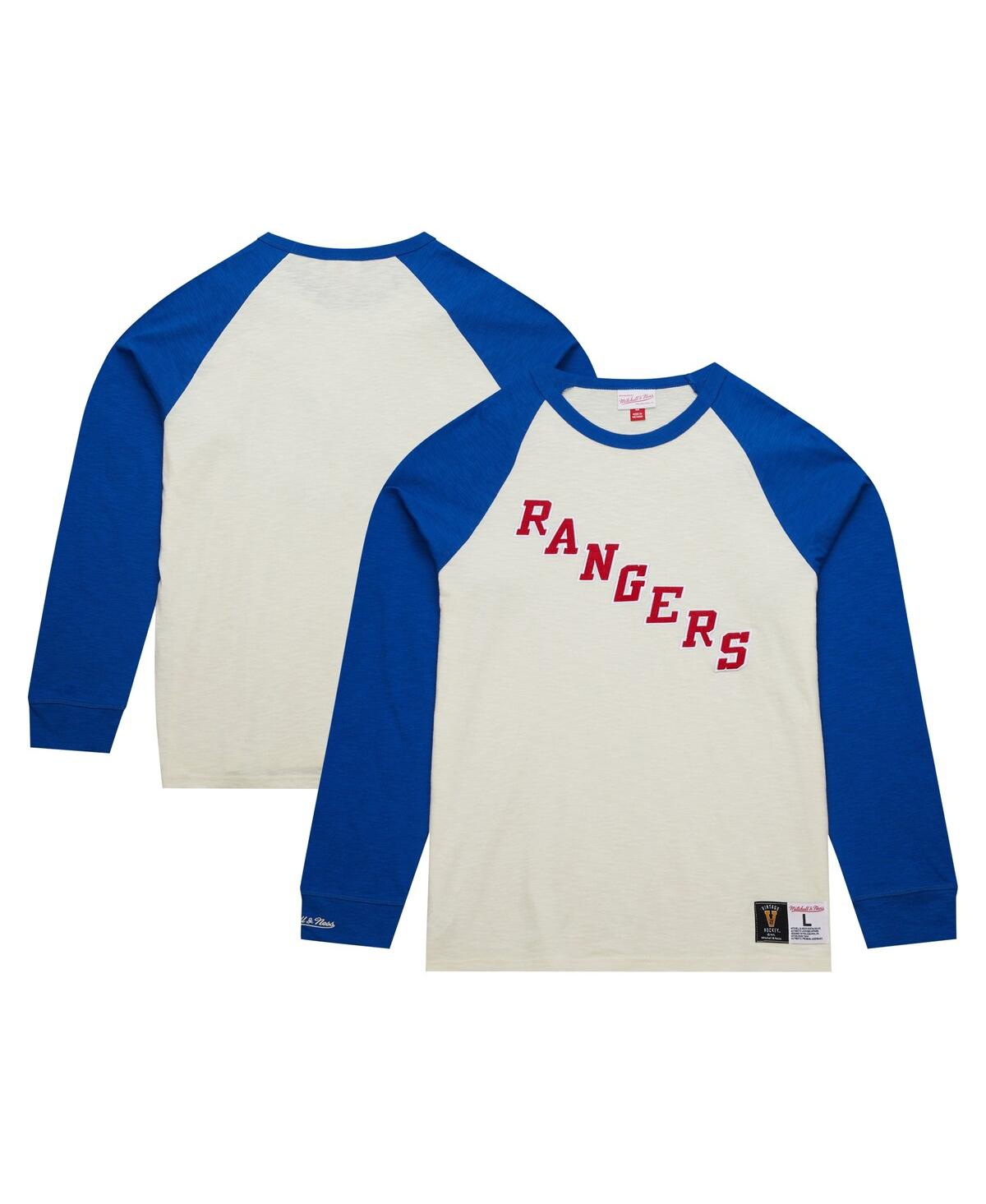 Shop Mitchell & Ness Men's  Cream New York Rangers Legendary Slub Vintage-like Raglan Long Sleeve T-shirt
