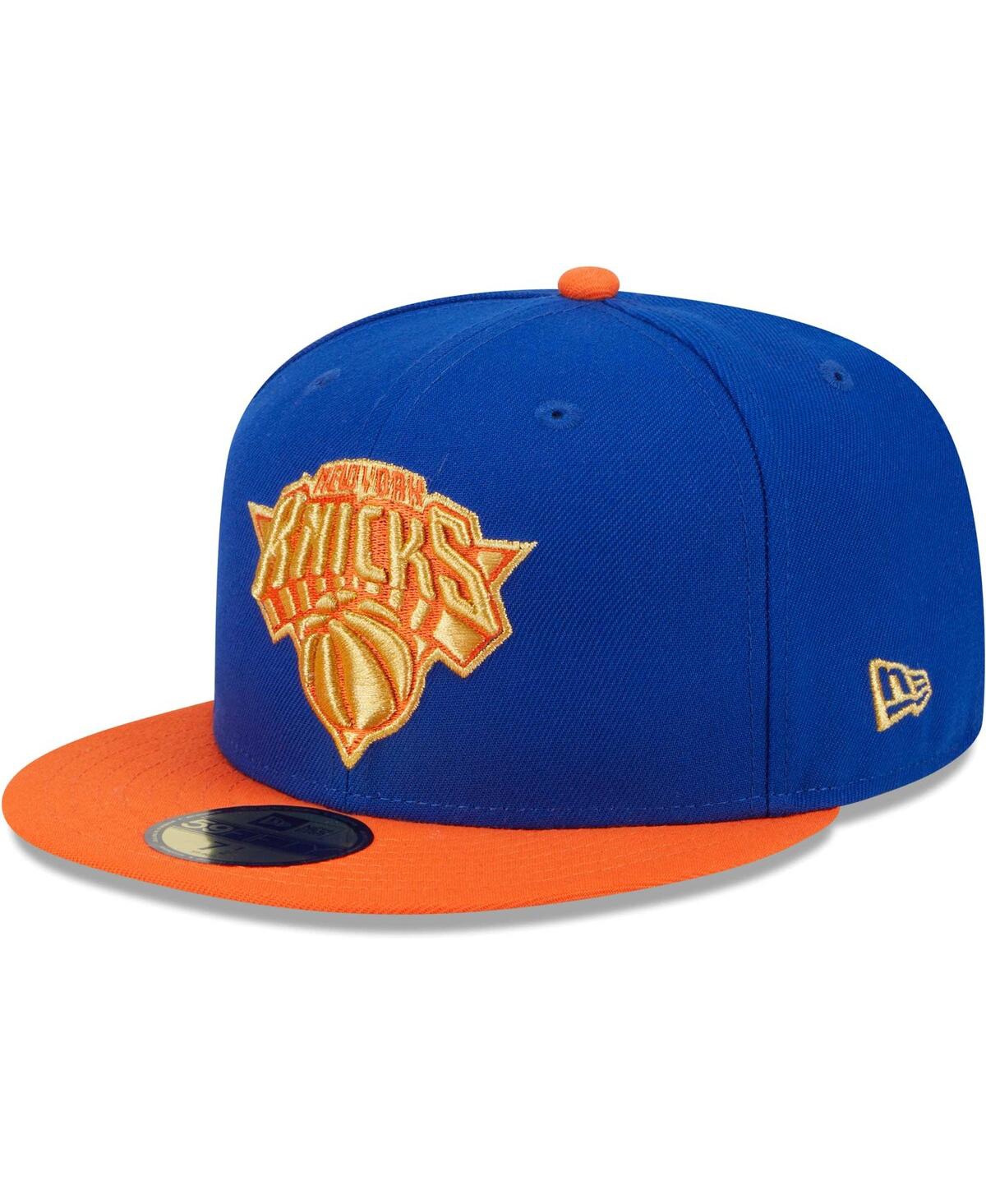 Shop New Era Men's  Blue, Orange New York Knicks Gameday Gold Pop Stars 59fifty Fitted Hat In Blue,orange