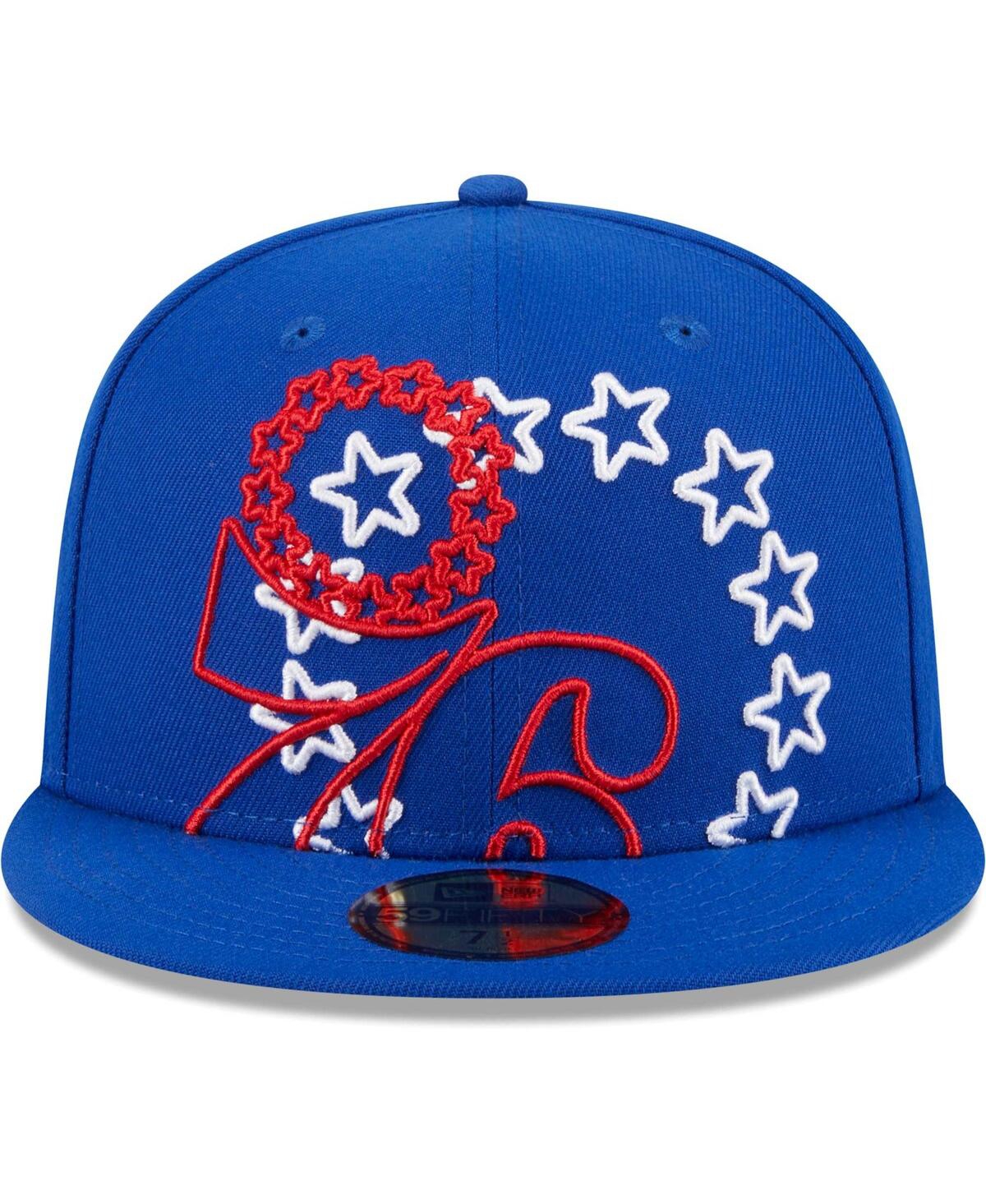 Men's New EraPhiladelphia 76ers Game Day Hollow Logo Mashup 59FIFTY Fitted Hat - Royal