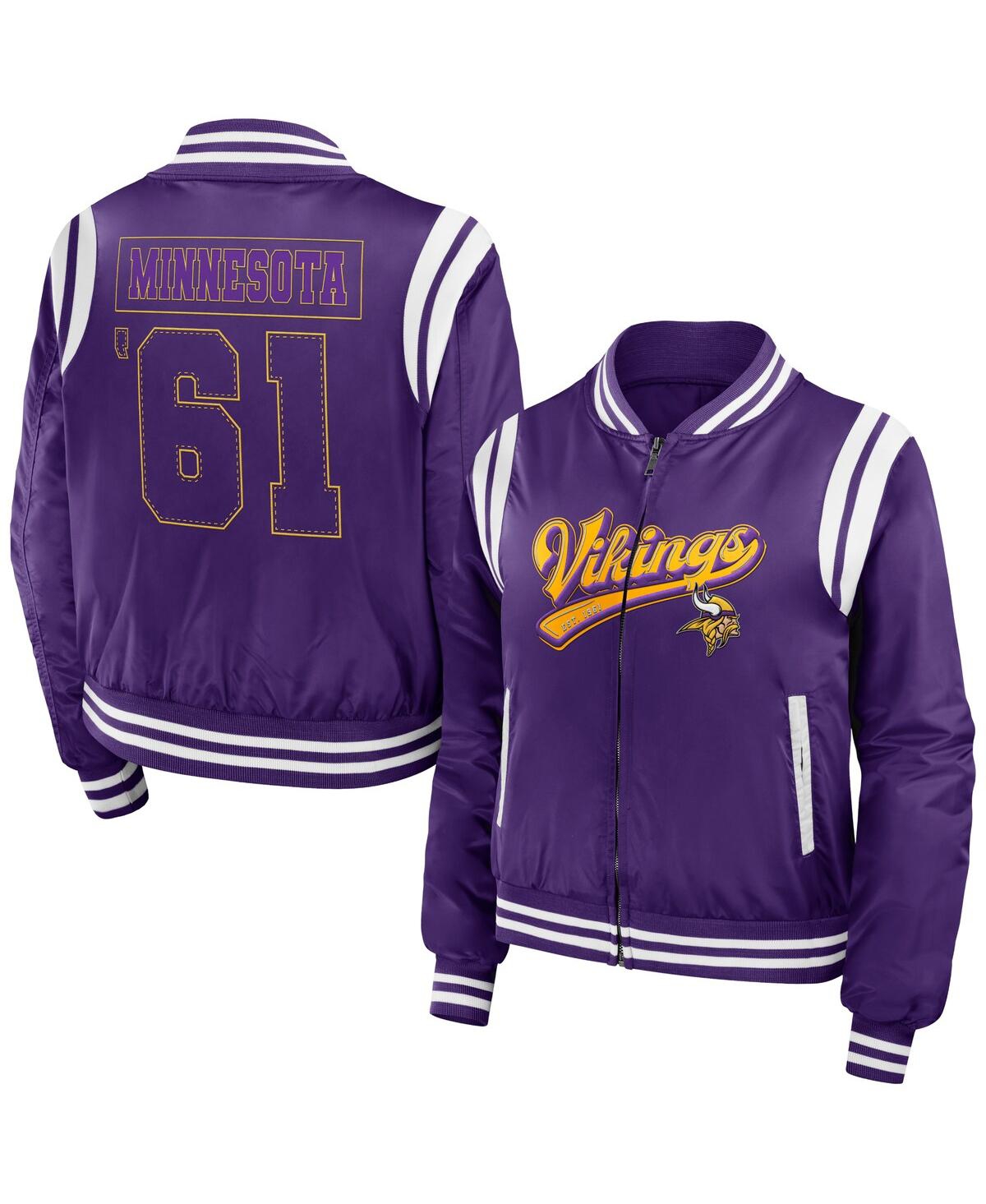 Wear By Erin Andrews Women's  Purple Minnesota Vikings Bomber Full-zip Jacket