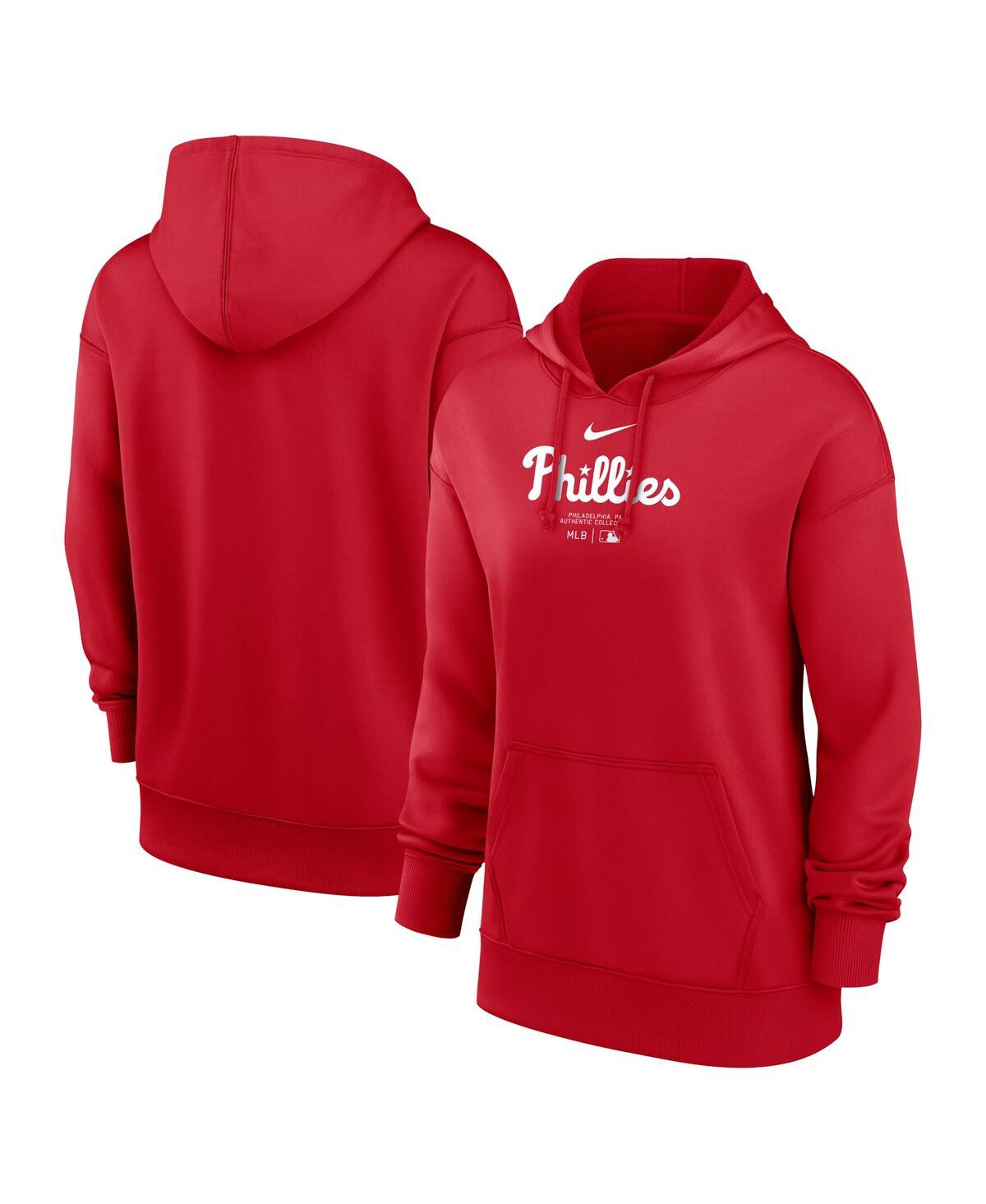 Shop Nike Women's  Red Philadelphia Phillies Authentic Collection Performance Pullover Hoodie