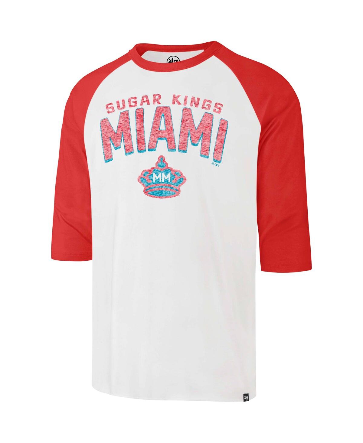Men's '47 BrandDistressed Miami Marlins City Connect Crescent Franklin Raglan Three-Quarter Sleeve T-shirt - Cream