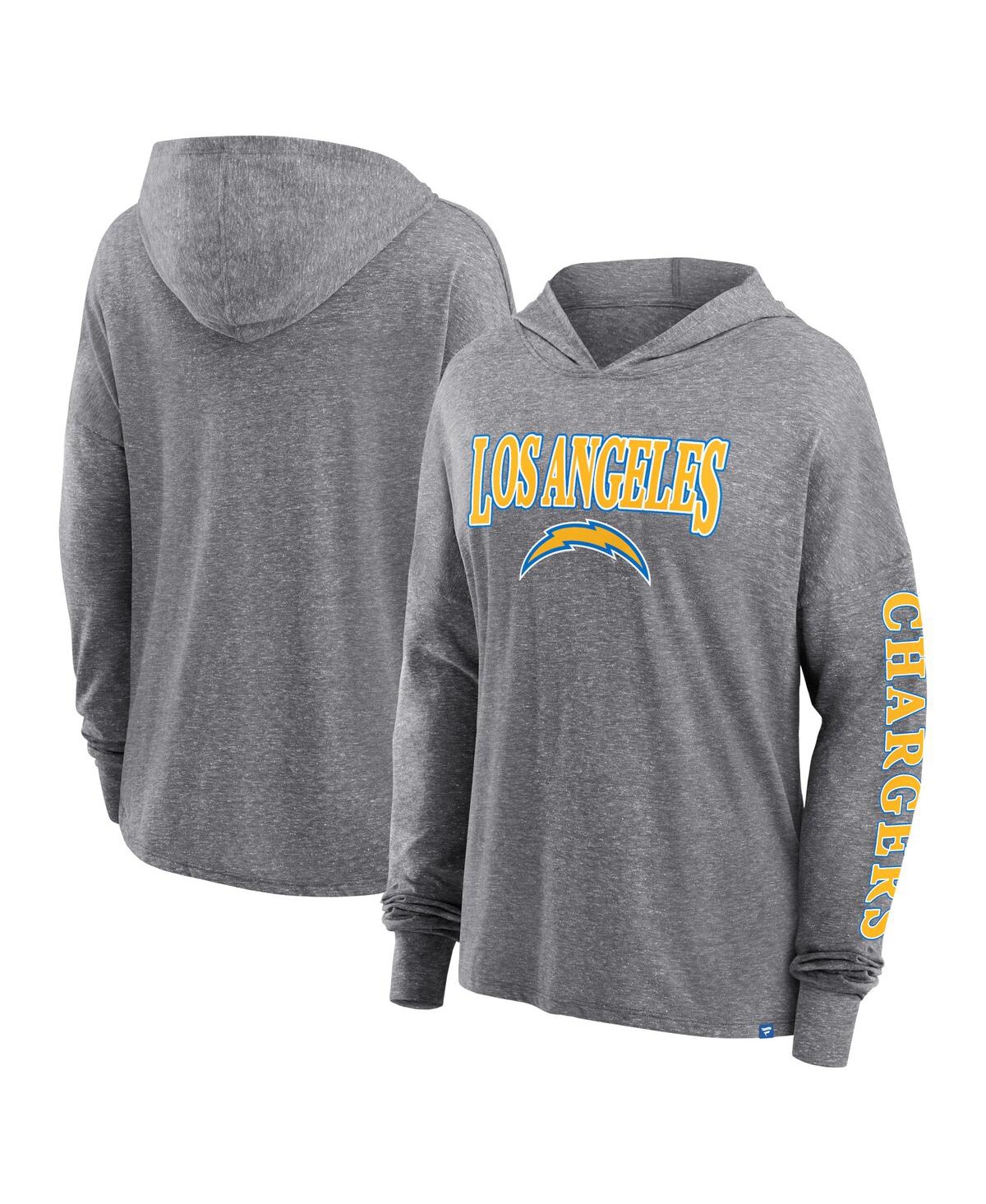 Women's Fanatics Heather Gray Los Angeles Chargers Classic Outline Pullover Hoodie - Heather Gray