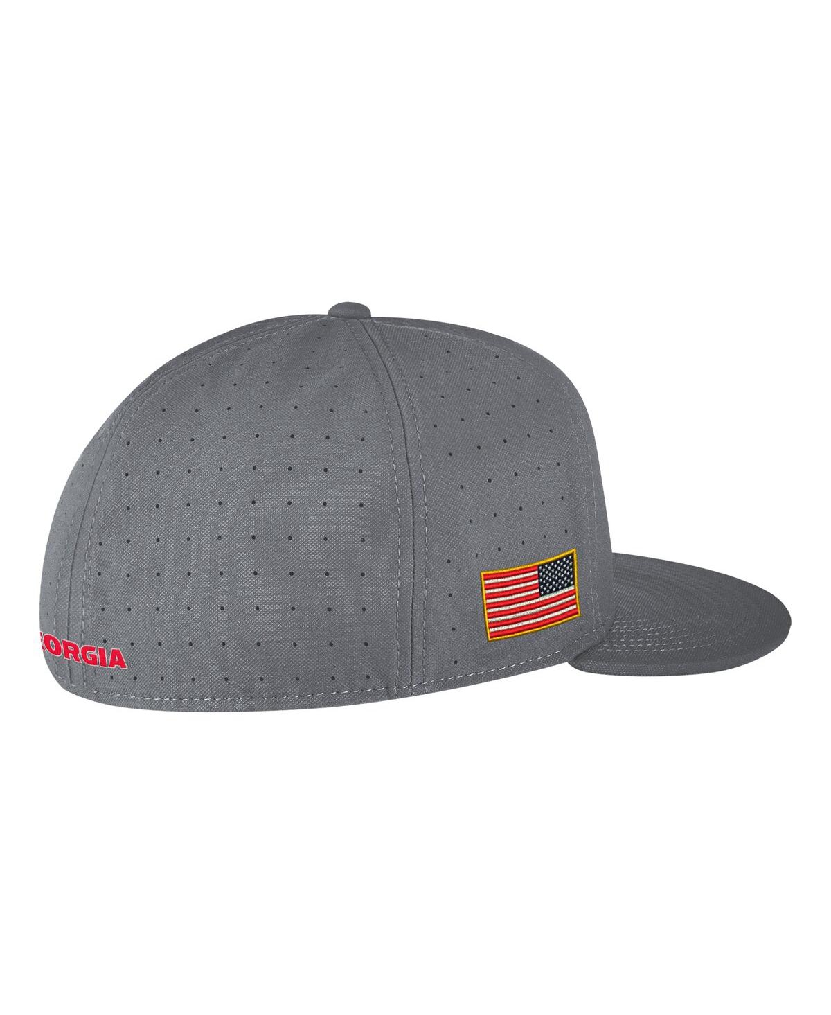 Shop Nike Men's  Gray Georgia Bulldogs Usa Side Patch True Aerobill Performance Fitted Hat