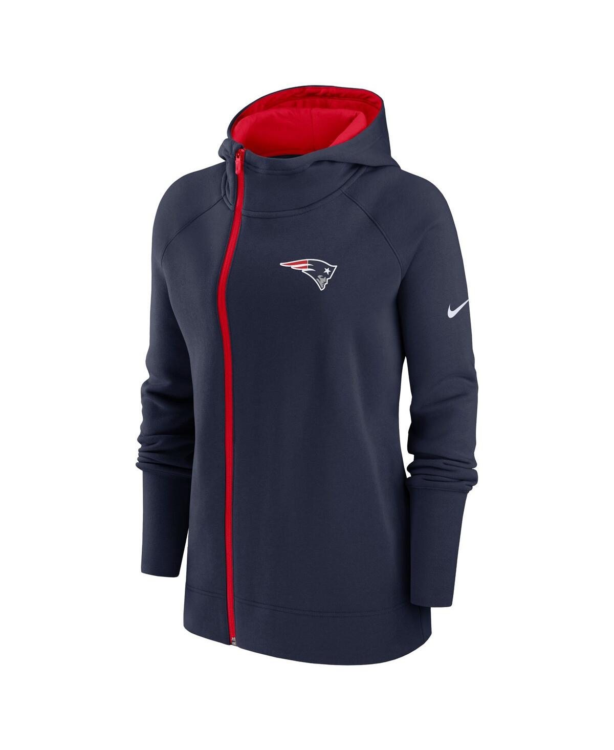 Nike Women's  Navy New England Patriots Asymmetrical Raglan Full-zip Hoodie In Navy