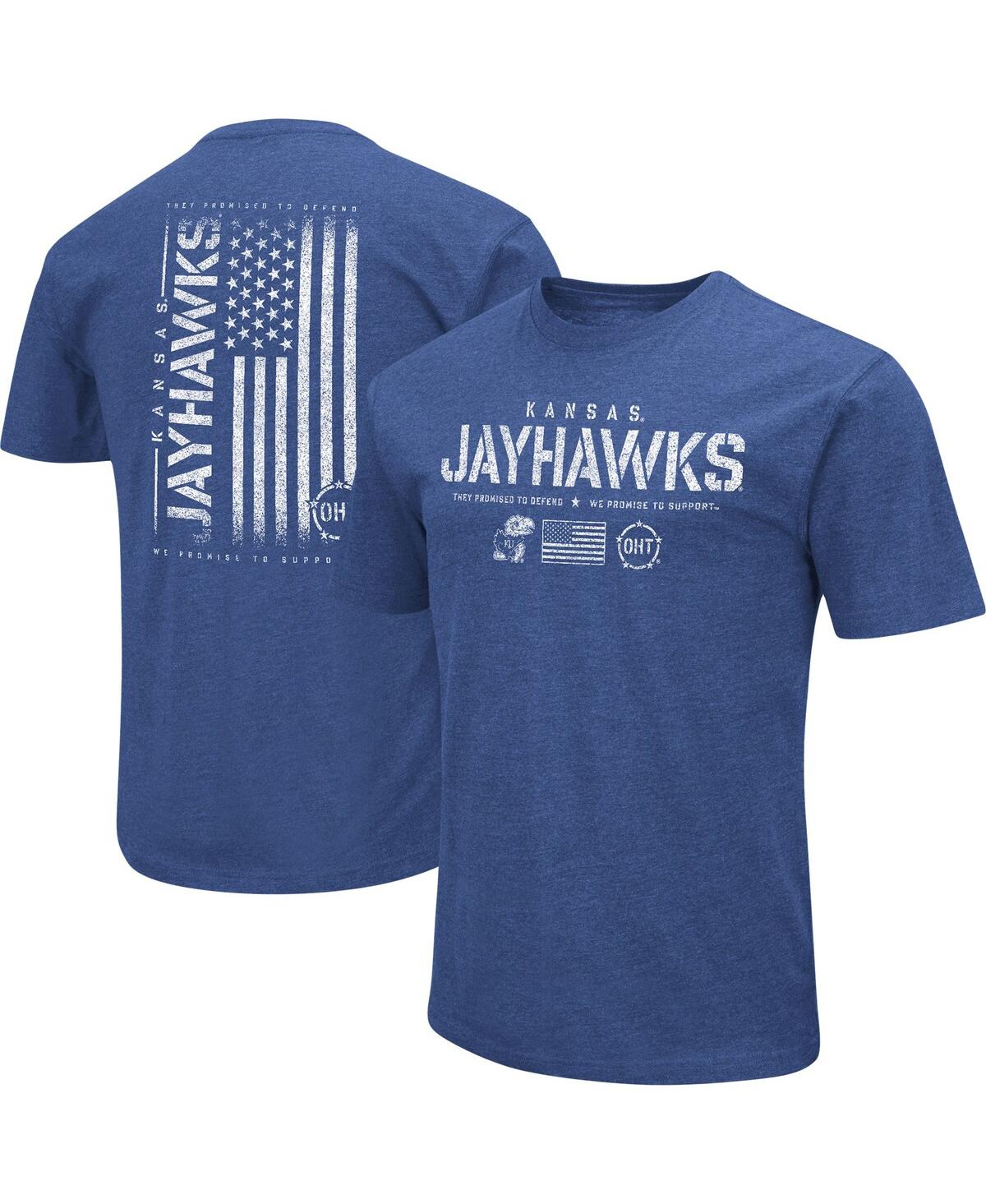 Colosseum Men's  Royal Distressed Kansas Jayhawks Oht Military-inspired Appreciation Flag 2.0 T-shirt