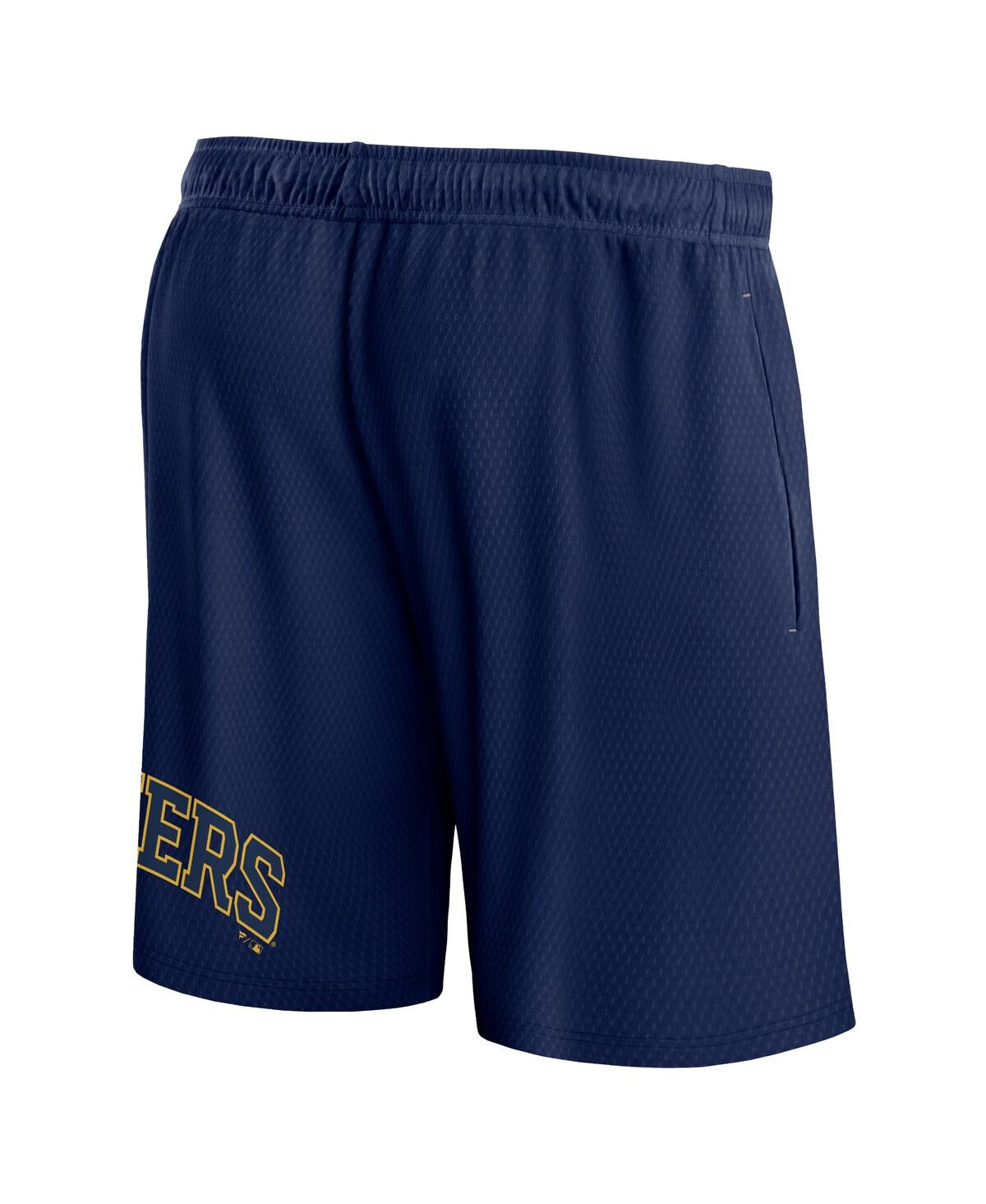 Shop Fanatics Men's  Navy Milwaukee Brewers Clincher Mesh Shorts