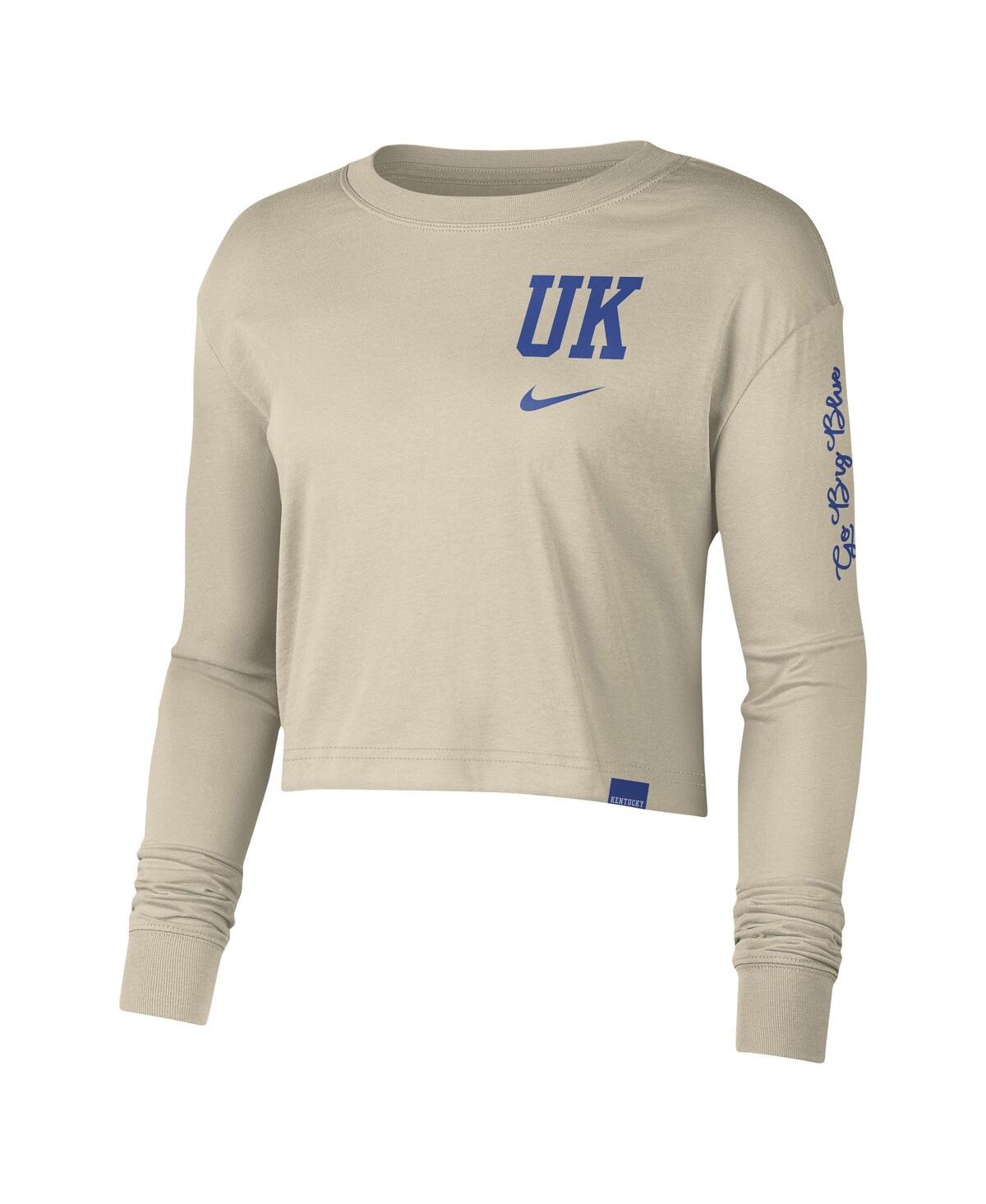 Women's NikeKentucky Wildcats Varsity Letter Long Sleeve Crop Top - Cream