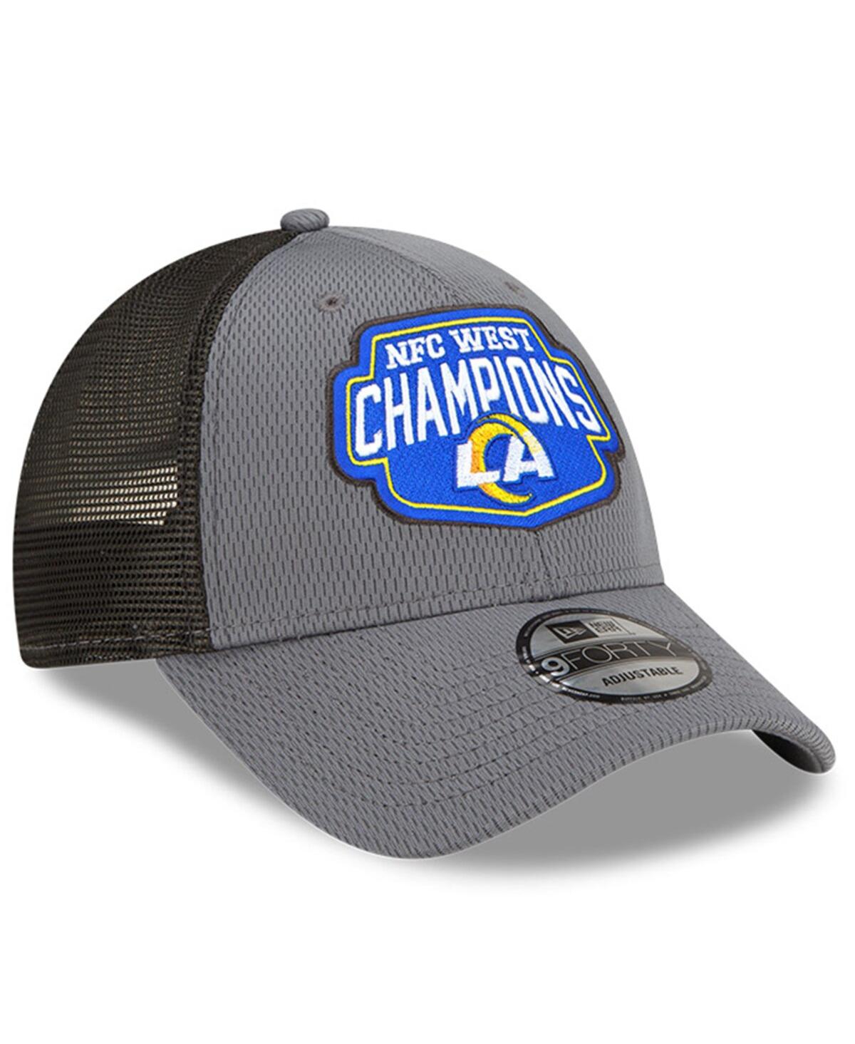 Men's New EraLos Angeles Rams 2021 Nfc West Division Champions 9FORTY Trucker Snapback Hat - Graphite