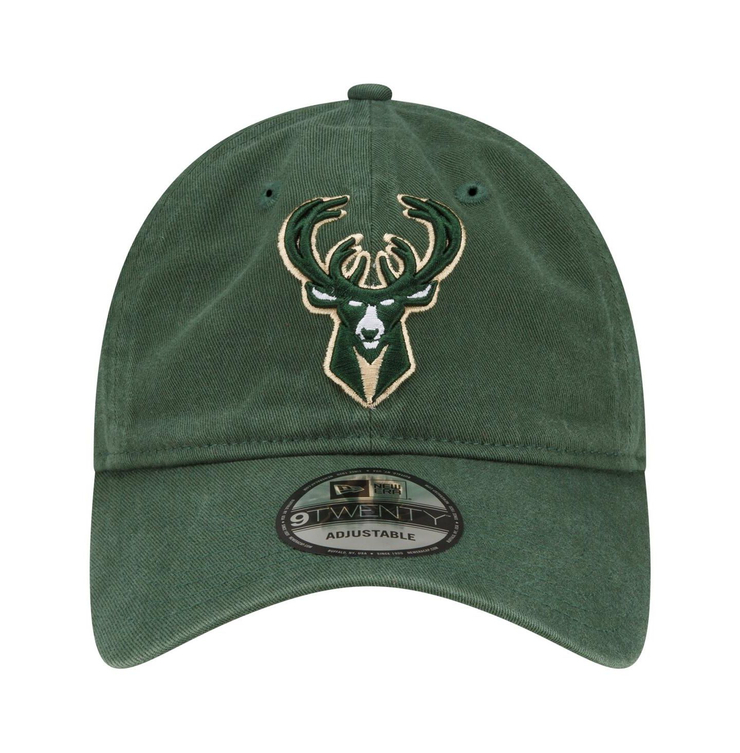 Мужская кепка New Era Hunter Green Milwaukee Bucks Team 2.0 9TWENTY Adjustable Hat — фото 4
