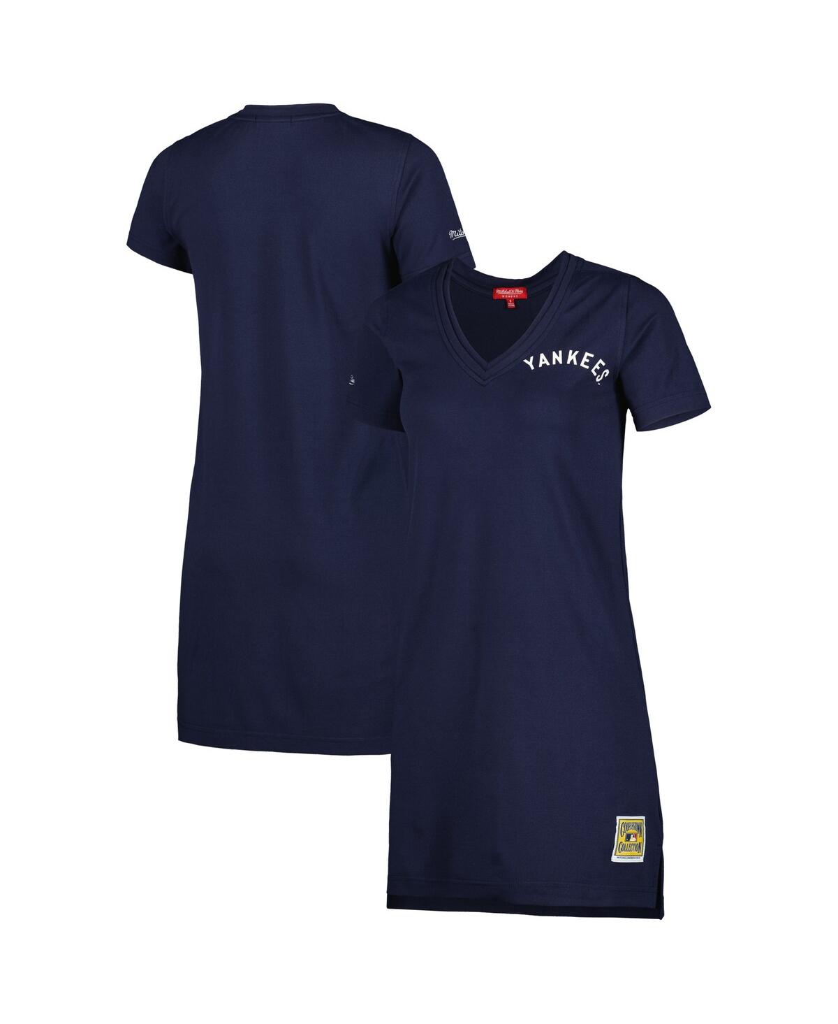 Shop Mitchell & Ness Women's  Navy Distressed New York Yankees Cooperstown Collection V-neck Dress