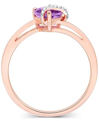 Amethyst (5/8 ct. t.w.) & Diamond Accent Heart Promise Ring in 18k Rose Gold Flash-Plated Sterling Silver