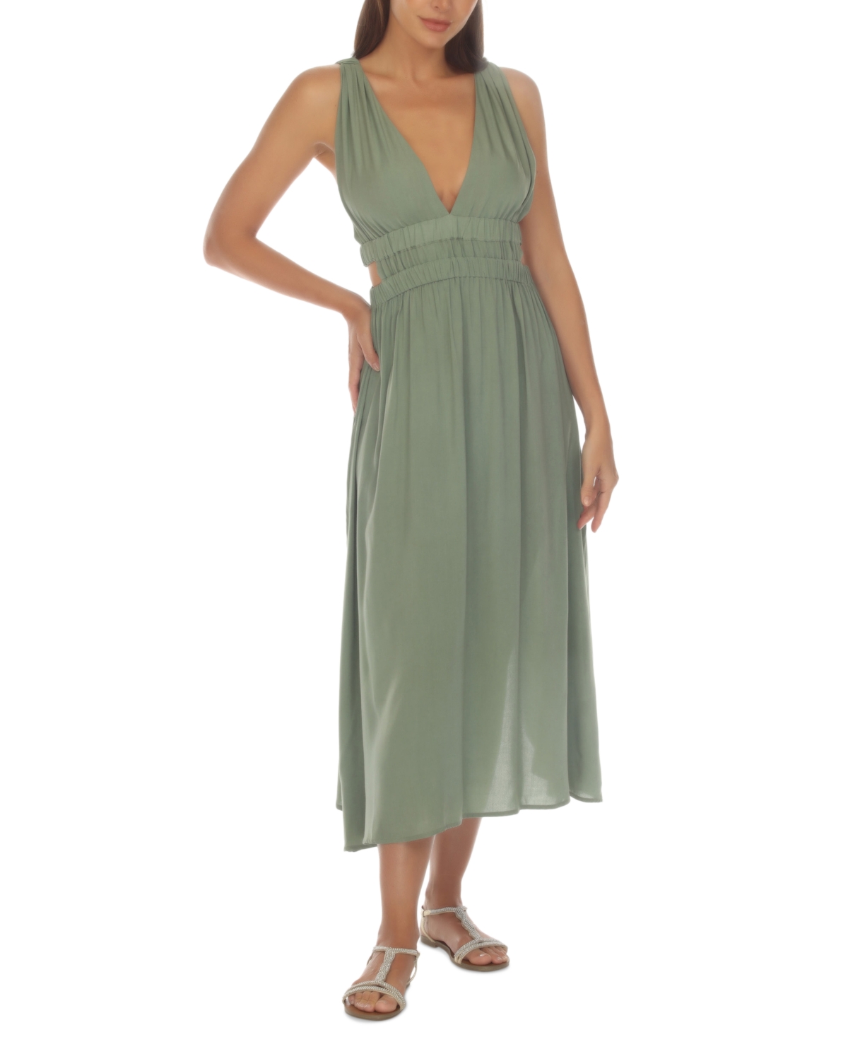 Women's Midi Dress Cover-Up - Olive