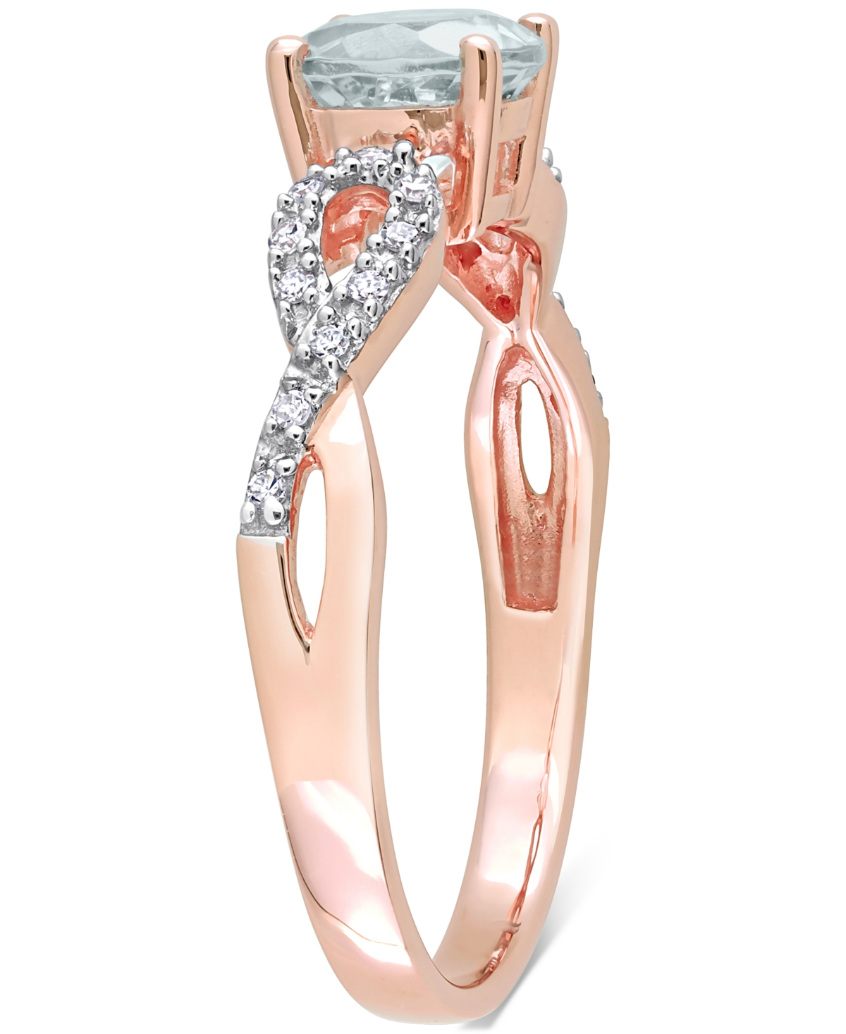 (3/4 ct. t.w.) & Diamond (1/10 ct. t.w.) Infinity Ring in 10k Rose Gold - Aquamarine