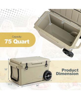 75 Qt Portable Cooler Roto Molded Ice Chest Insulated 5-7 Days