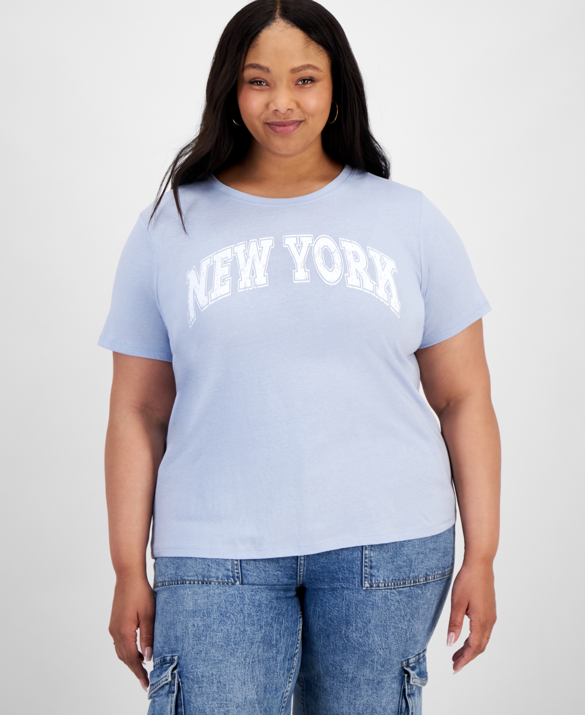 Shop Rebellious One Trendy Plus Size New York Graphic T-shirt In Skylight B